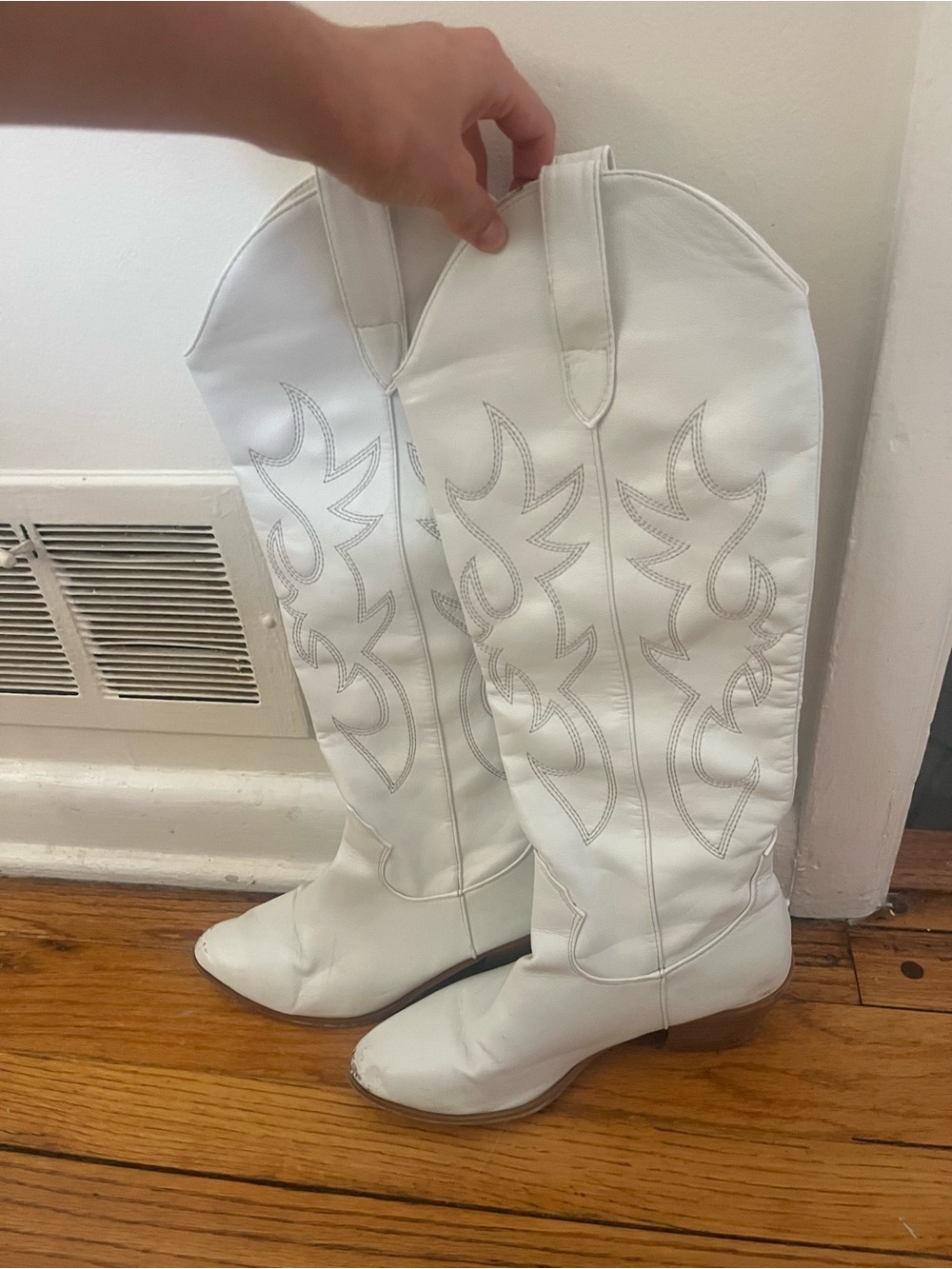 Billini White Western Knee-High Heeled Boots